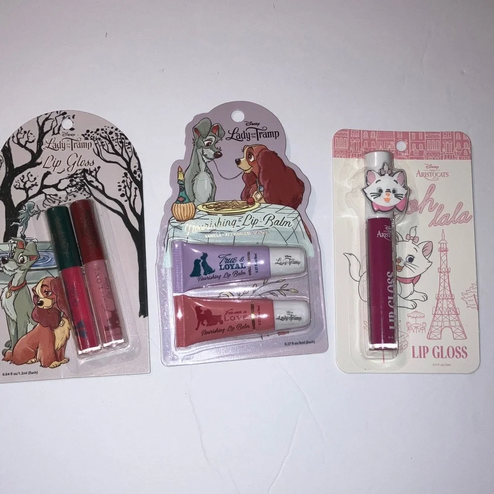 Disney Lady and the Tramp Lip‎ Gloss Duo and Aristocats Lip Gloss Set